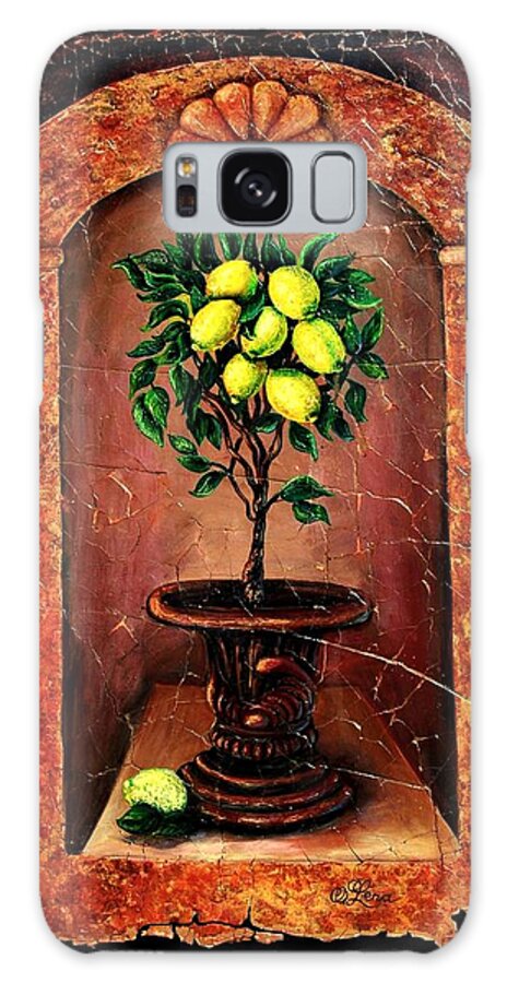  Fresco Antique Galaxy Case featuring the painting Lemon Tree by Lena Owens - OLena Art Vibrant Palette Knife and Graphic Design