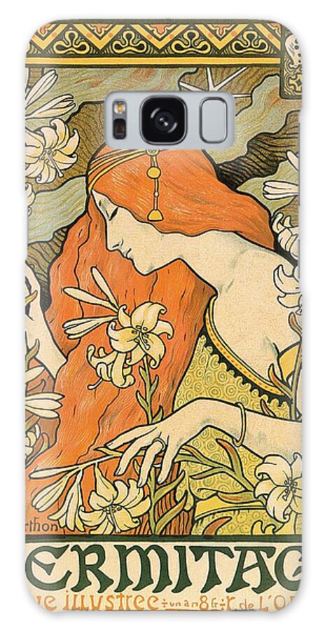 L'ermitage Galaxy Case featuring the mixed media L'Ermitage - Alphonse Mucha - Art Nouveau Poster by Studio Grafiikka
