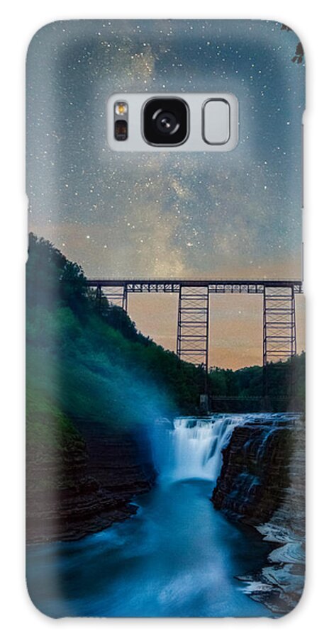 Letchworth Galaxy Case featuring the photograph Letchworth Upper Falls under the Milky Way No 2 by Chris Bordeleau