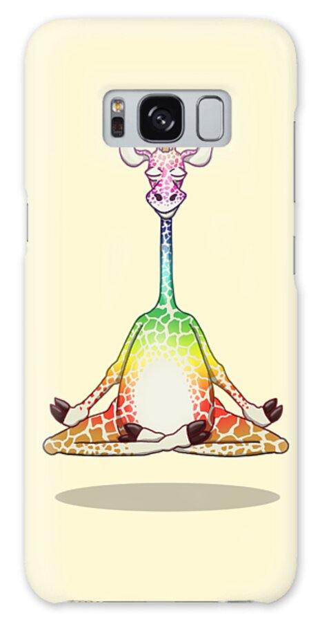 Giraffe Galaxy Case featuring the digital art Levitating Meditating Rainbow Giraffe by Laura Ostrowski