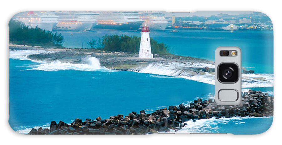 Seascape Galaxy Case featuring the photograph Lighthouse at Bahamas Port by Artsy Gypsy