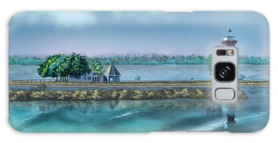 Landscape Galaxy Case featuring the painting LightHouse at Lake Conroe by Dale Turner