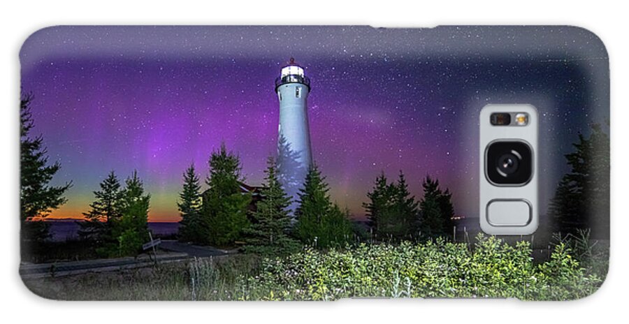 Michigan Lighthouse Galaxy Case featuring the photograph Crisp Point Lighthouse Northern Lights -0395 by Norris Seward