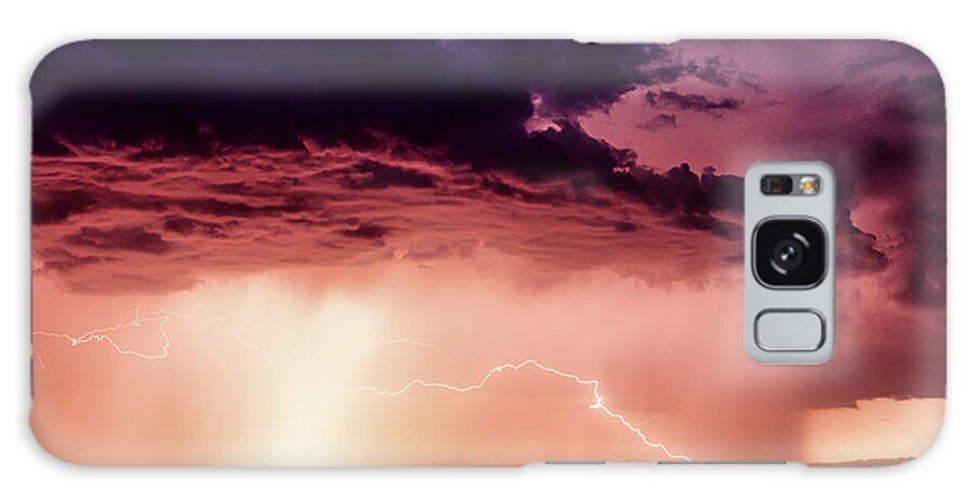 Lightning Galaxy Case featuring the photograph Lightning at Sunset by Michael Newberry