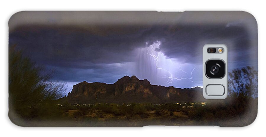 Monsoon Galaxy Case featuring the photograph Lightning Storm ove Superstition Mountains by Joanne West