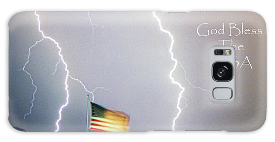Lightning Galaxy Case featuring the photograph Lightning Strikes God Bless the USA by James BO Insogna