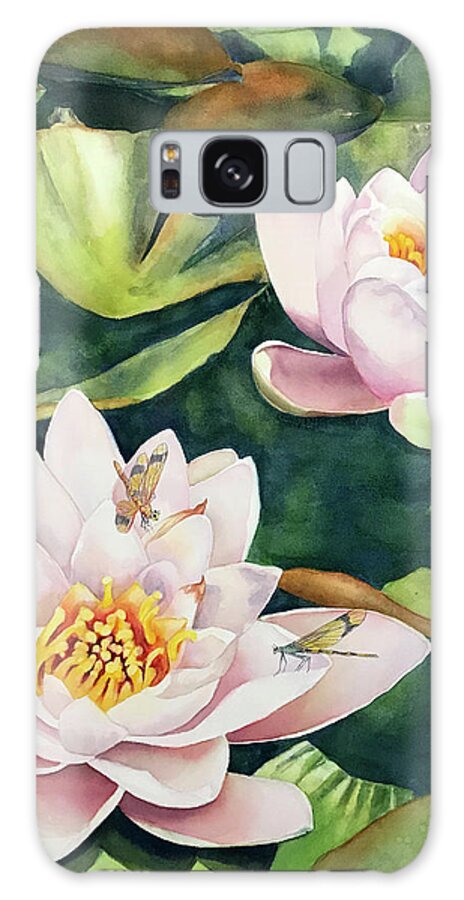 Lily Galaxy Case featuring the painting Lilies and Dragonflies by Hilda Vandergriff