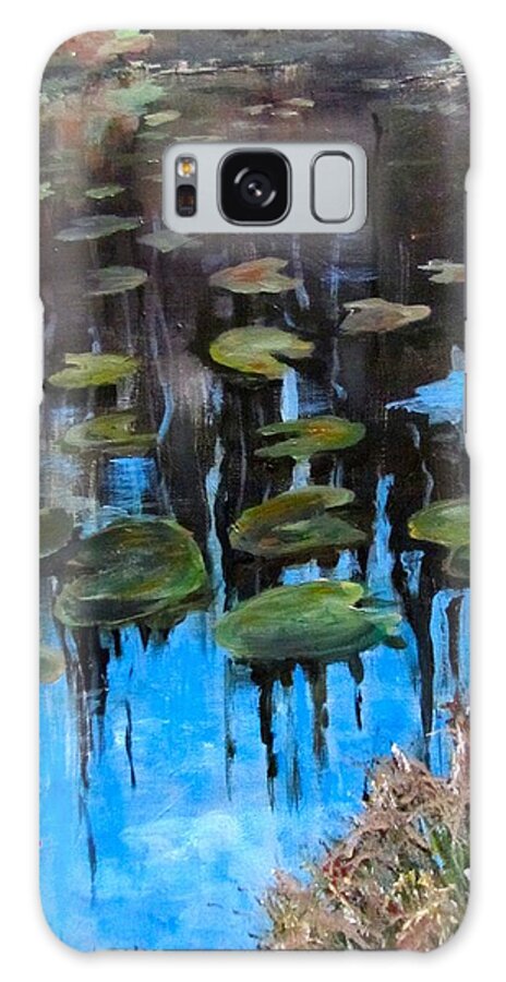 Acrylic Galaxy Case featuring the painting Lilly Pads and Reflections by Barbara O'Toole