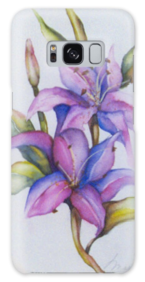 Watercolor Galaxy Case featuring the painting Lily Two by Mary Silvia