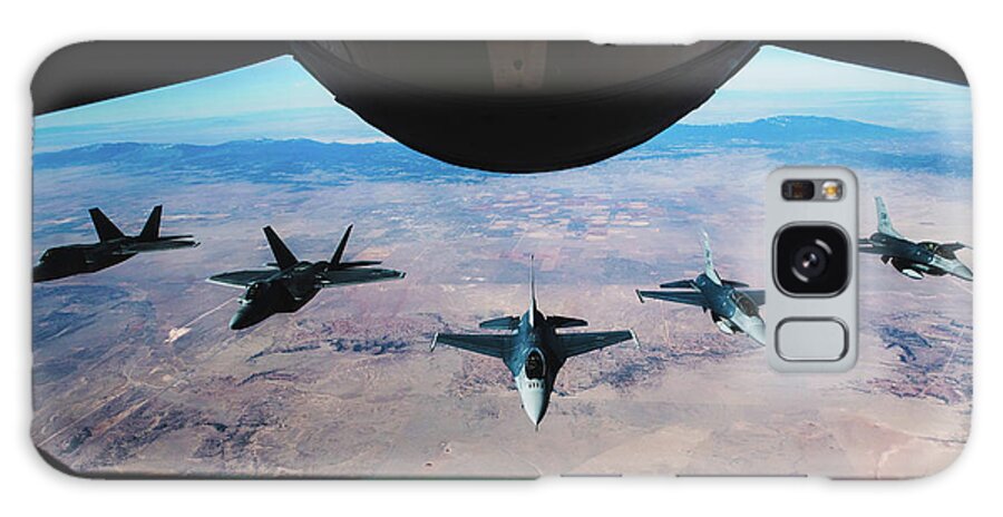 Usaf Galaxy Case featuring the photograph Lining Up For Fuel by Mountain Dreams