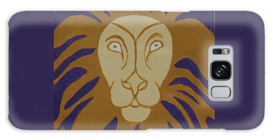 Yellow Ochre Galaxy Case featuring the painting Lion by Annette M Stevenson