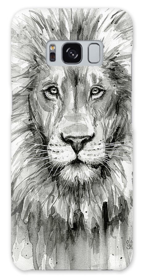 Lion Galaxy Case featuring the painting Lion Watercolor by Olga Shvartsur