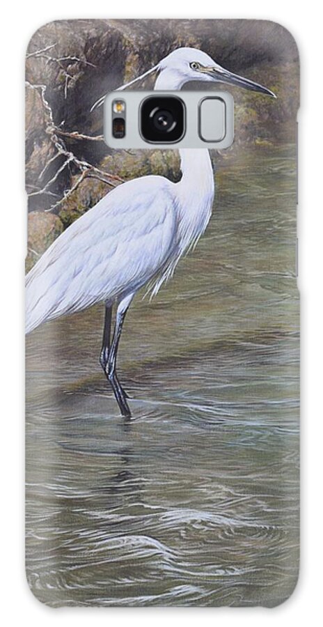 Wildlife Paintings Galaxy Case featuring the painting Little Egret by Alan M Hunt