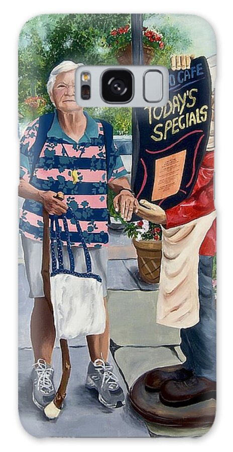 Elderly Woman Galaxy Case featuring the painting Little Lady from Saugerties by Judy Swerlick