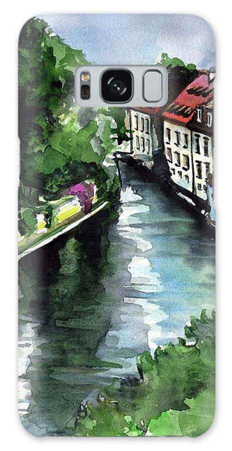 Prague Galaxy Case featuring the painting Little Venice in Prague Certovka Canal by Dora Hathazi Mendes