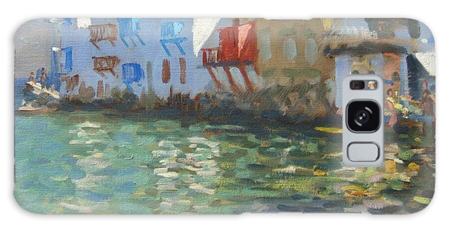 Greek Landscape Galaxy Case featuring the painting Little Venice Mykonos by Andrew Macara