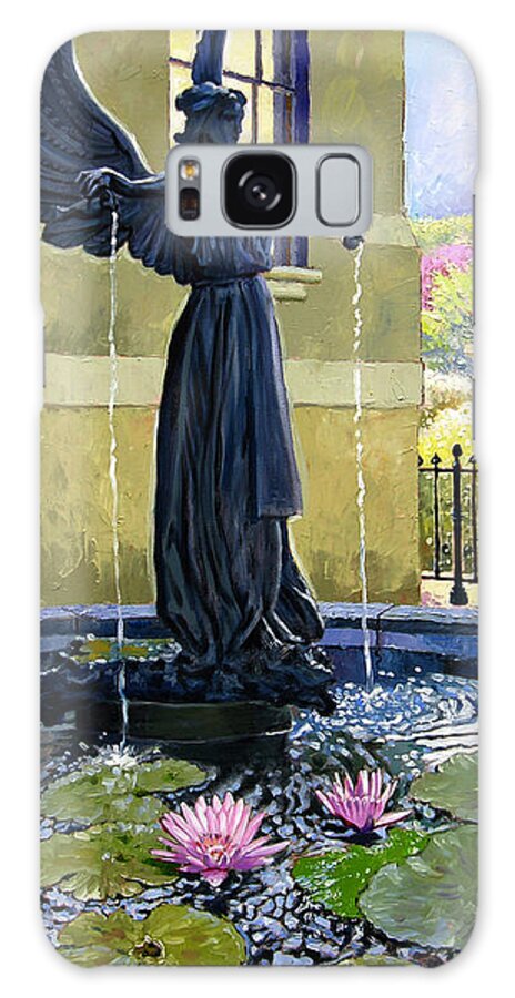 Garden Fountain Galaxy Case featuring the painting Living Waters by John Lautermilch