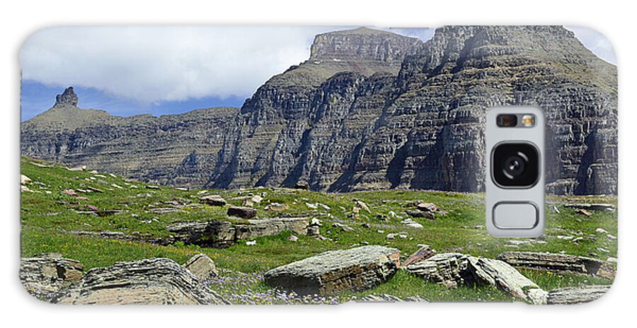 Glacier Galaxy Case featuring the photograph Logan Pass Meadow and Mountains in Glacier National Park by Bruce Gourley