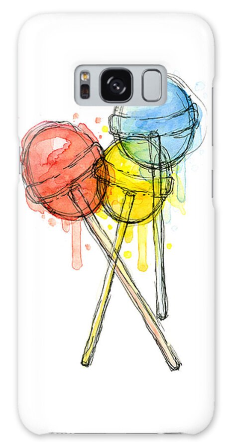 Lollipop Galaxy Case featuring the painting Lollipop Candy Watercolor by Olga Shvartsur