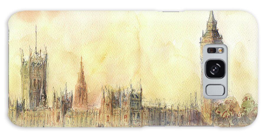 London Big Ben Galaxy Case featuring the painting London Big Ben and Thames river by Juan Bosco