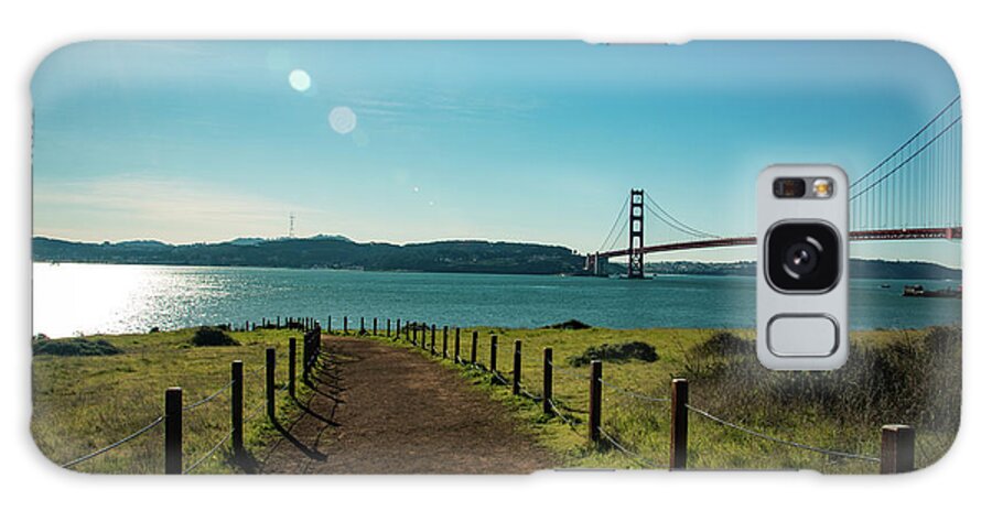 Bridge Galaxy Case featuring the photograph Lonely path with the golden gate bridge in the background by Amanda Mohler