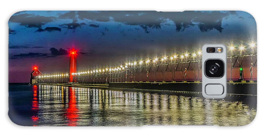 Great Lakes Galaxy Case featuring the photograph Long Lights at Grand Haven Pier by Nick Zelinsky Jr