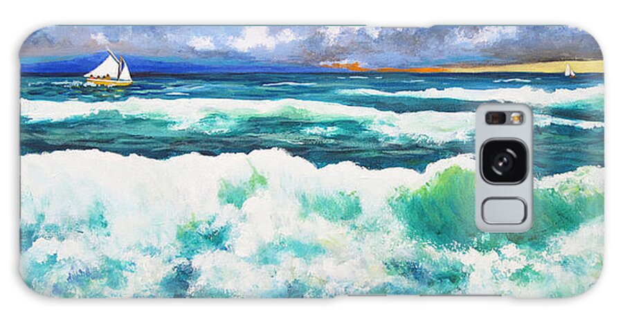 Ocean Galaxy Case featuring the painting Long Thin Wave by Anne Marie Brown