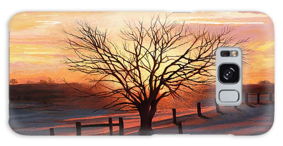 Tree Galaxy Case featuring the painting Long Winter Shadows by Jackie Case