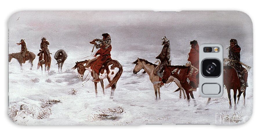 Lost In A Snow Storm We Are Friends 1888 Galaxy Case featuring the painting Lost in a Snow Storm We Are Friends by Charles Marion Russell