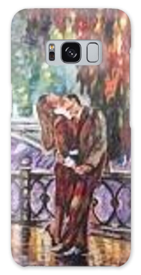 Love Galaxy Case featuring the painting Love story on a rainy day by Sam Shaker