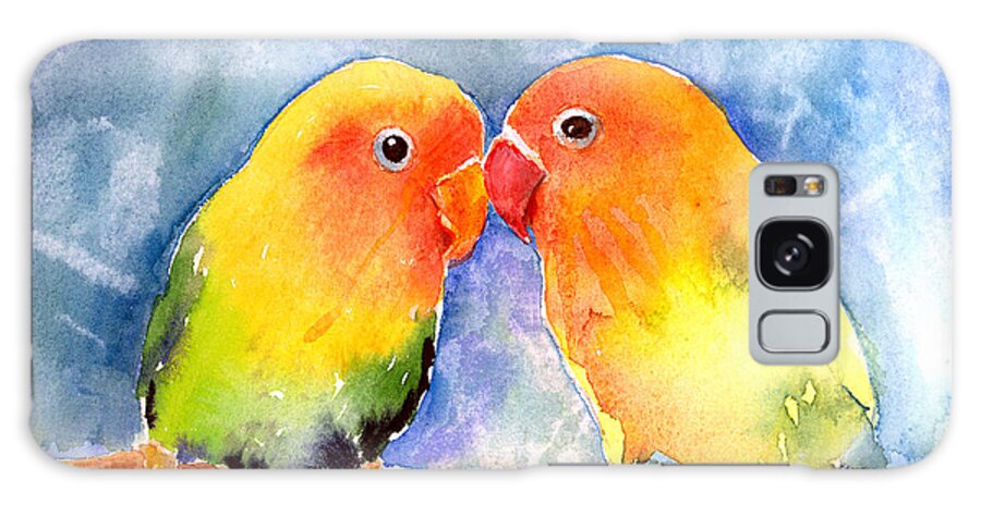 Lovebird Galaxy S8 Case featuring the painting Lovey Dovey Lovebirds by Arline Wagner