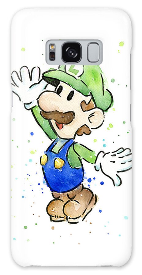 Video Game Galaxy Case featuring the painting Luigi Watercolor by Olga Shvartsur