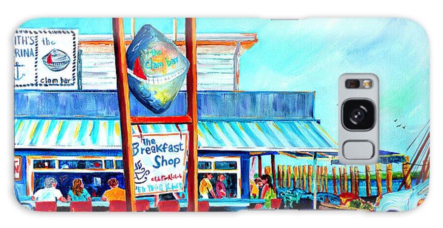 Clam Bar Galaxy Case featuring the painting Lunch at the Clam Bar by Phyllis London