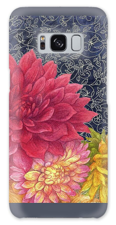 Red & Yellow Galaxy Case featuring the painting Lush Fall Botanical by Judith Cheng