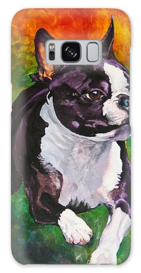 Boston Terrier Galaxy S8 Case featuring the painting Mach Ellie by Susan Herber