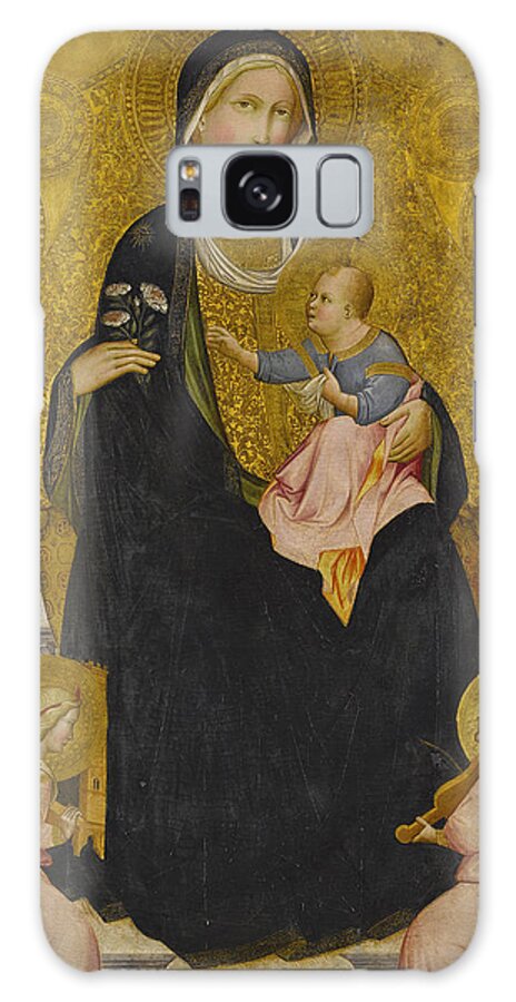 Agnolo Gaddi Galaxy Case featuring the painting Madonna and Child enthroned with Music-Making Angels by Agnolo Gaddi