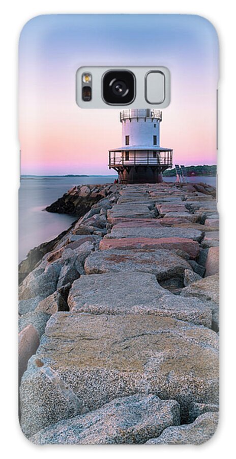 Maine Galaxy Case featuring the photograph Maine Coastal Sunset over the Spring Breakwater Lighthouse by Ranjay Mitra