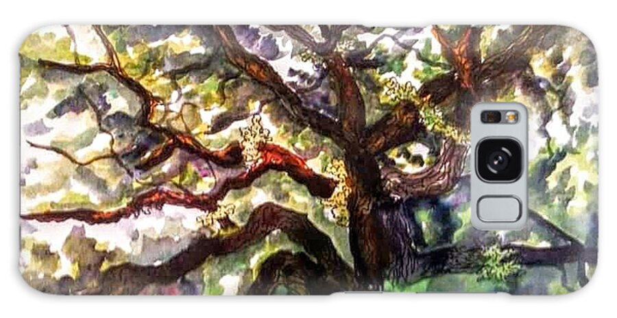 Landscape Galaxy Case featuring the painting Majestic Oak by Angela Weddle