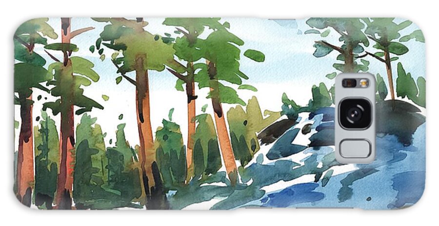 Watercolor Painting Galaxy Case featuring the painting Majestic pines in the snow by Enrique Zaldivar