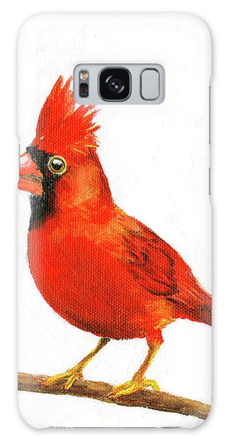 Cardinal Galaxy Case featuring the painting Male Cardinal by Donna Tucker