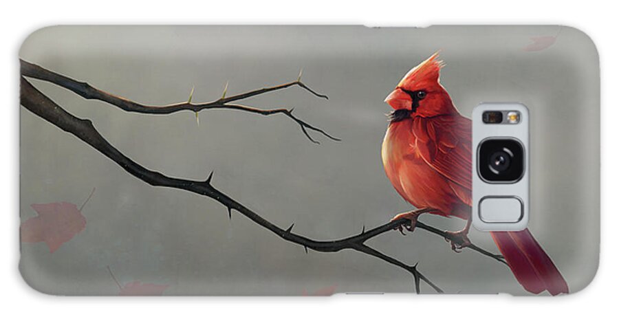 Cardinal Galaxy Case featuring the digital art Male Cardinal by Steve Goad