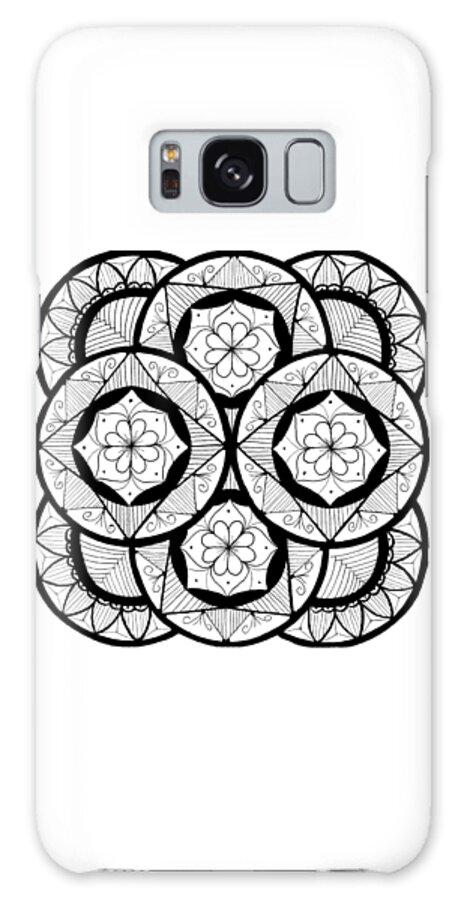 Mandala Galaxy Case featuring the drawing Mandala #7 - Flowers by Eseret Art