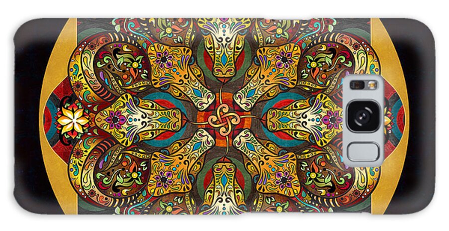 Mandala Galaxy Case featuring the digital art Mandala Sacred Rams - Dark Version Sp by Peter Awax