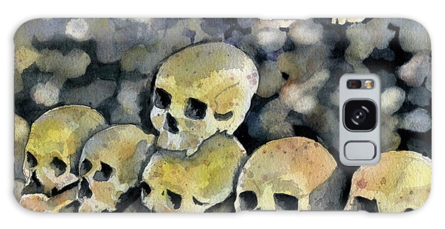 Skulls Galaxy Case featuring the painting Mans Inhumanity to Man by Marsha Elliott