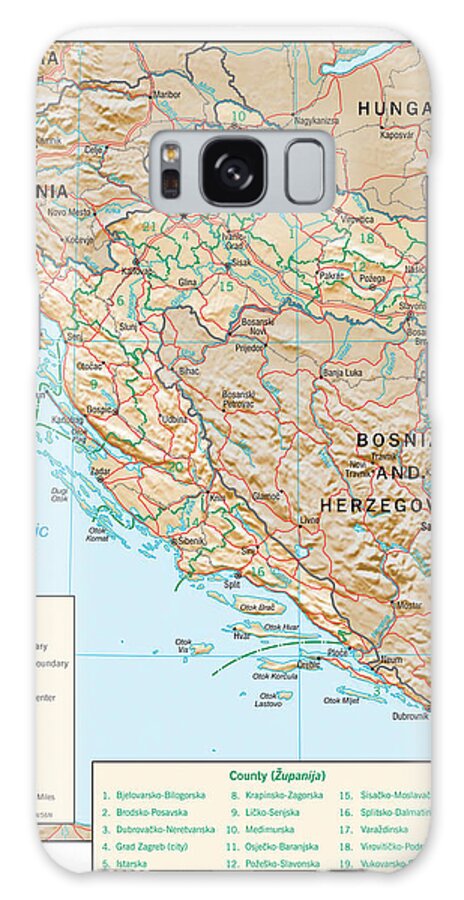 Atlas Galaxy Case featuring the mixed media Map of Croatia 2 by Roy Pedersen