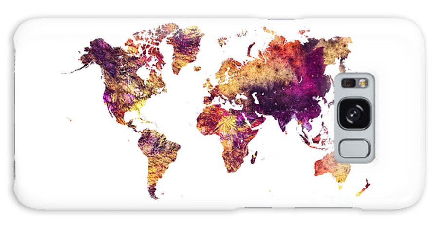 Map Of The World Galaxy Case featuring the digital art Map of the world purple by Justyna Jaszke JBJart