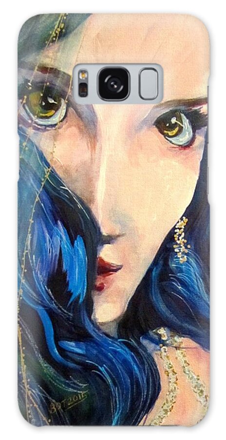 Portrait Galaxy Case featuring the painting Mariah Blue by Barbara O'Toole