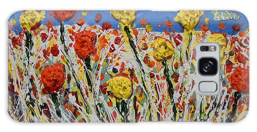 Abstract Galaxy Case featuring the painting Marigold Flower Garden by GH FiLben