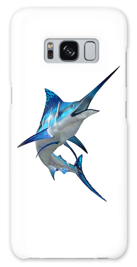 Blue Marlin Galaxy Case featuring the painting Marlin Fish on White by Corey Ford