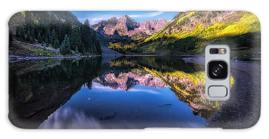 Moon Galaxy Case featuring the photograph Maroon Bells by Moonlight by Michael Ash